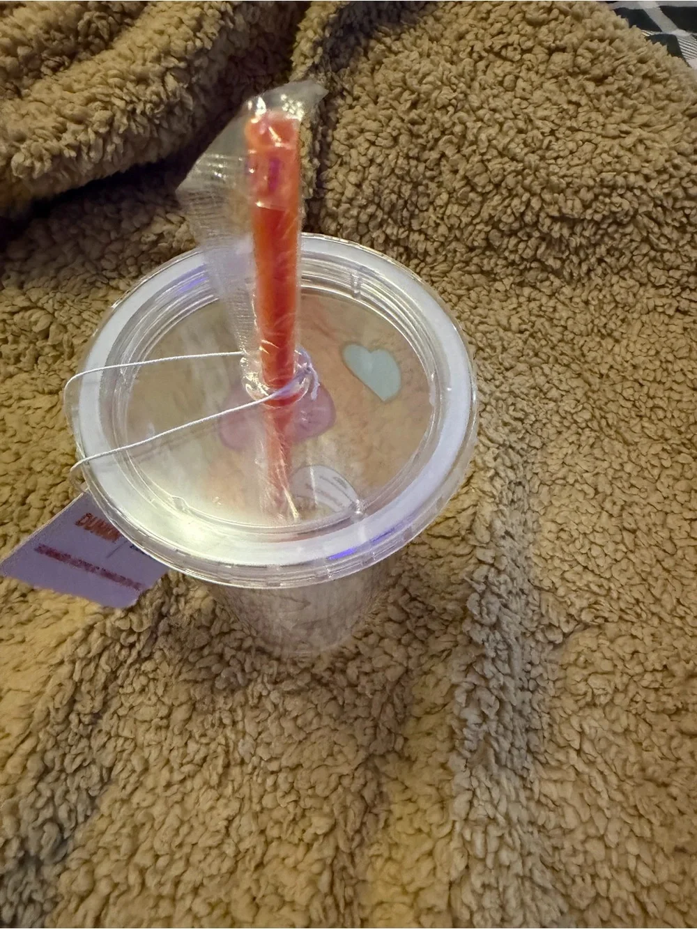 Dunkin® Clear Pink Accent Acrylic Tumbler with Straw